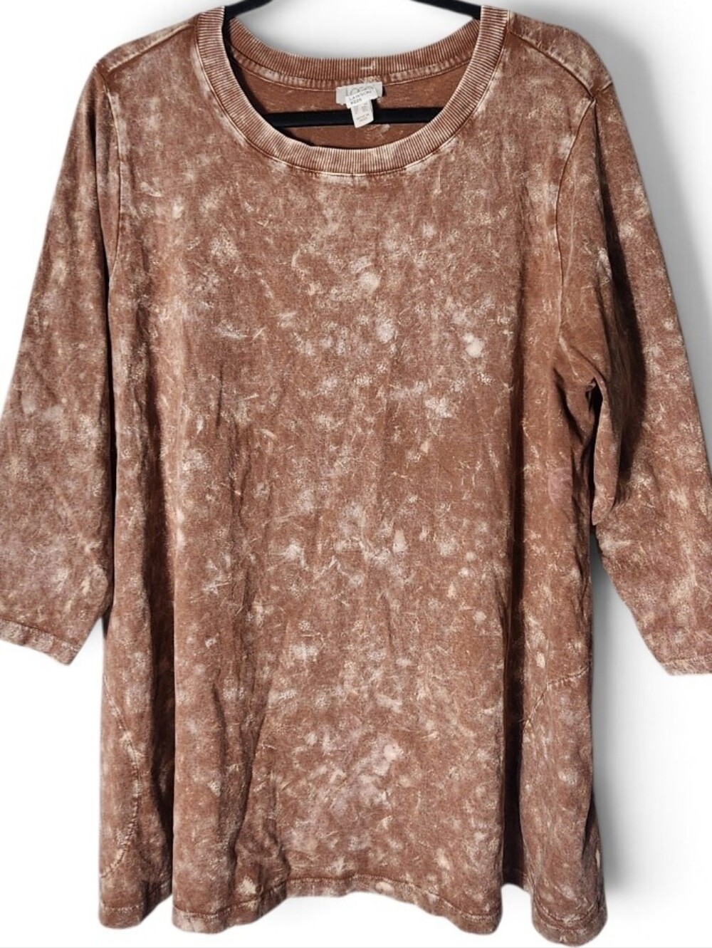 LOGO by Lori Goldstein Brown Mineral-Dye Long Sleeve Jersey